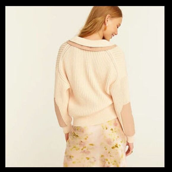 J Crew Collared Ribbed Patch Sleeve Sweater NWT - Picture 4 of 12